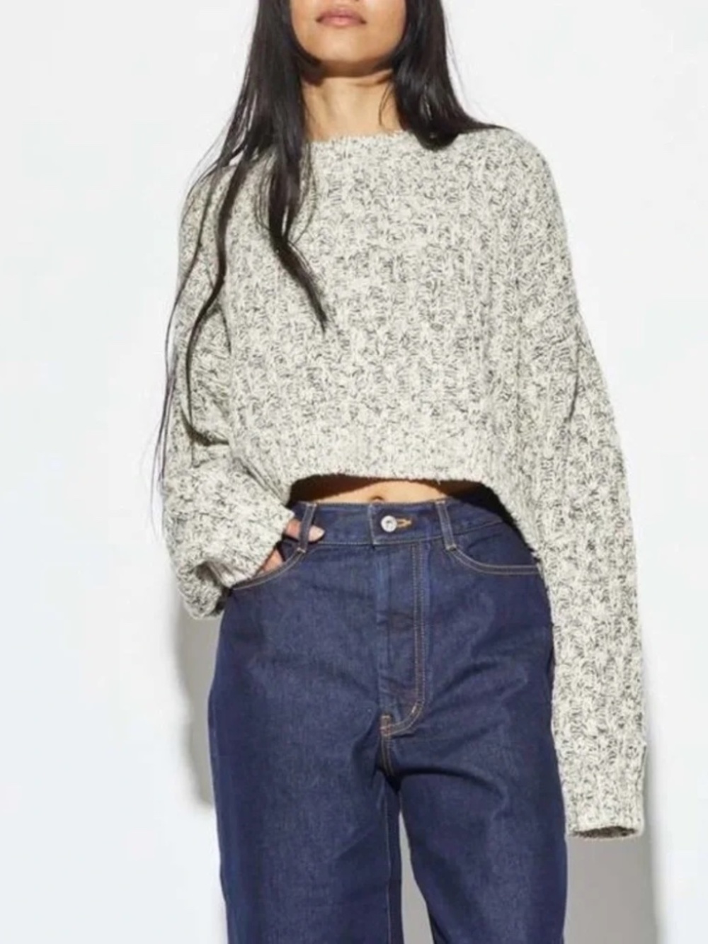 James Street Co. Blake textured marled sweater Medium Oversized cropped